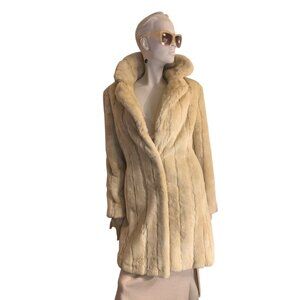 Genuine Gallery Women's Beige Faux Fur Striped Winter Coat